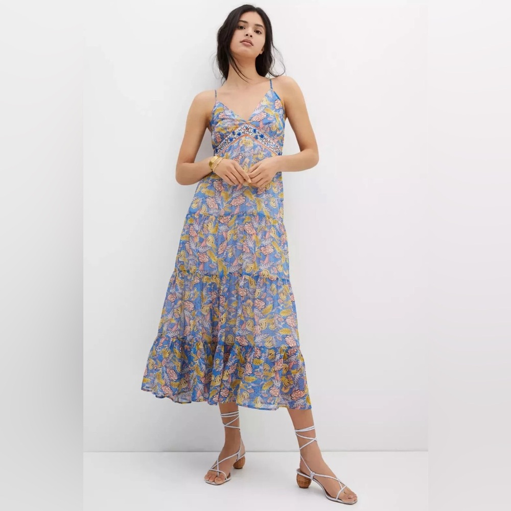 NWT Anthropologie Verb Pallavi Singhee Vineyard Tiered Maxi Floral Dress Size 4